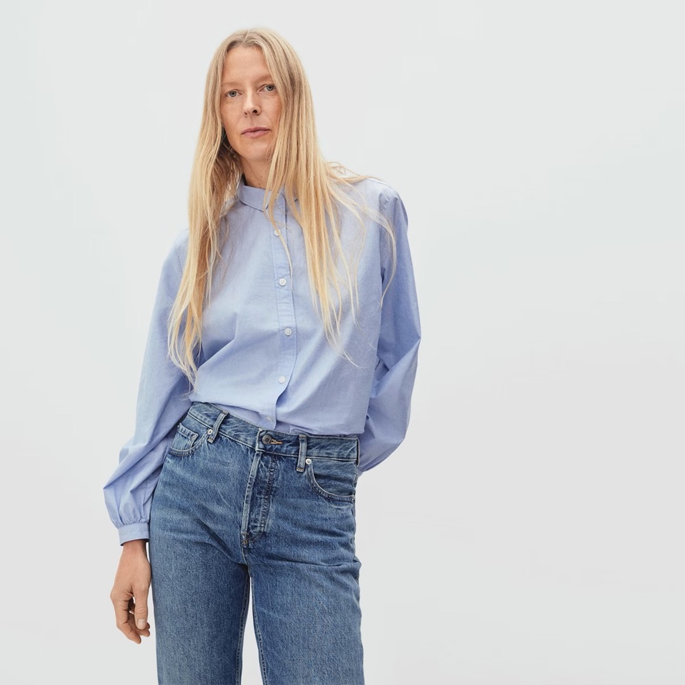 Everlane cotton puff sleeve button down
